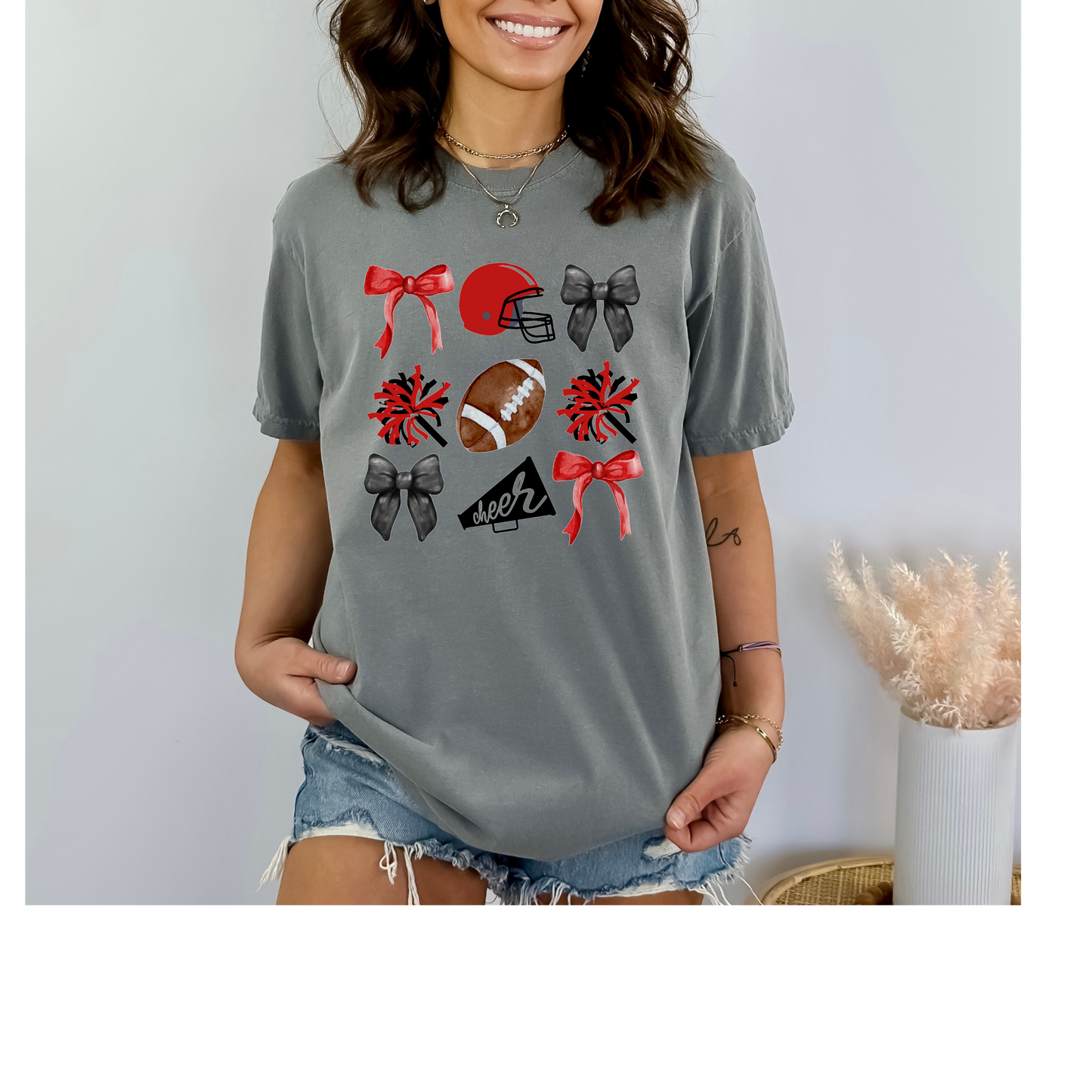 Red & Black Football & Cheer Tee