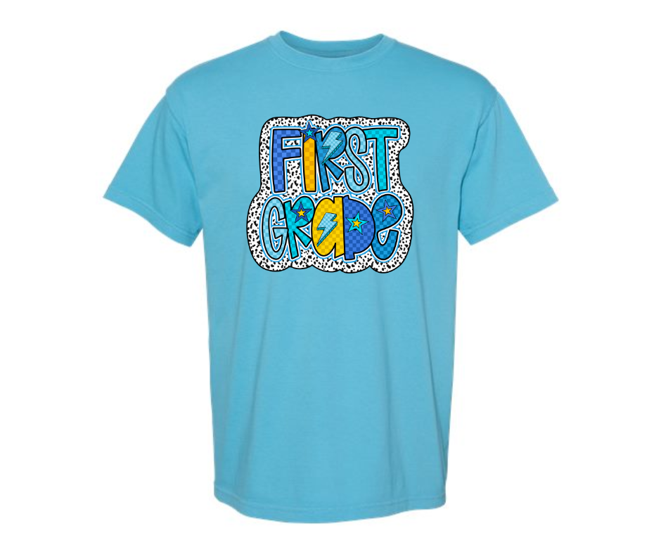 First Grade Speckled Doodle Tee