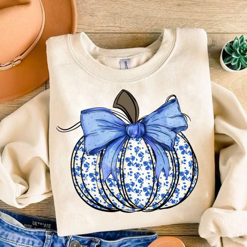 Southern Blue Floral Pumpkin Sweatshirt