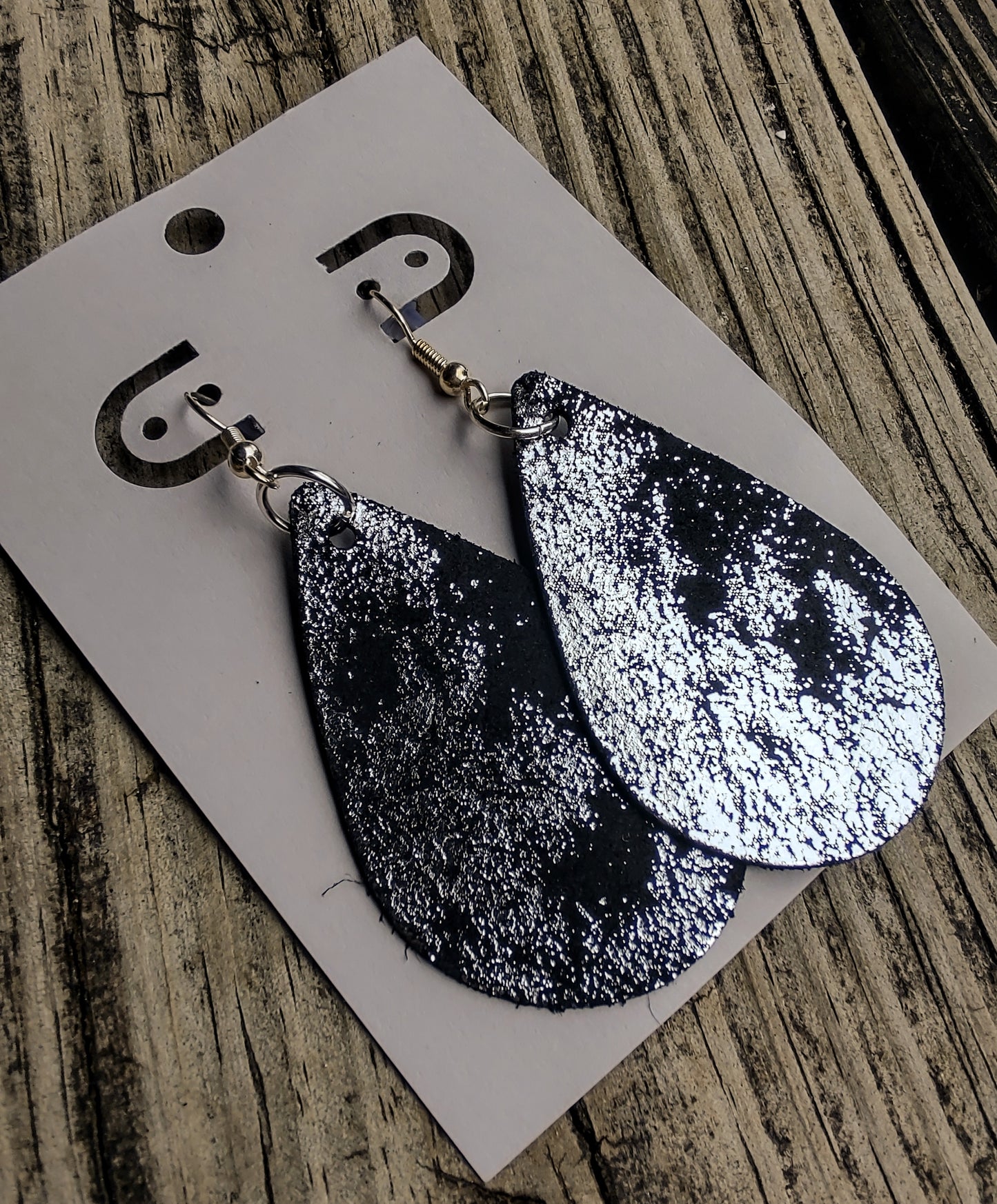 Soft Black & Silver Teardrop Earrings