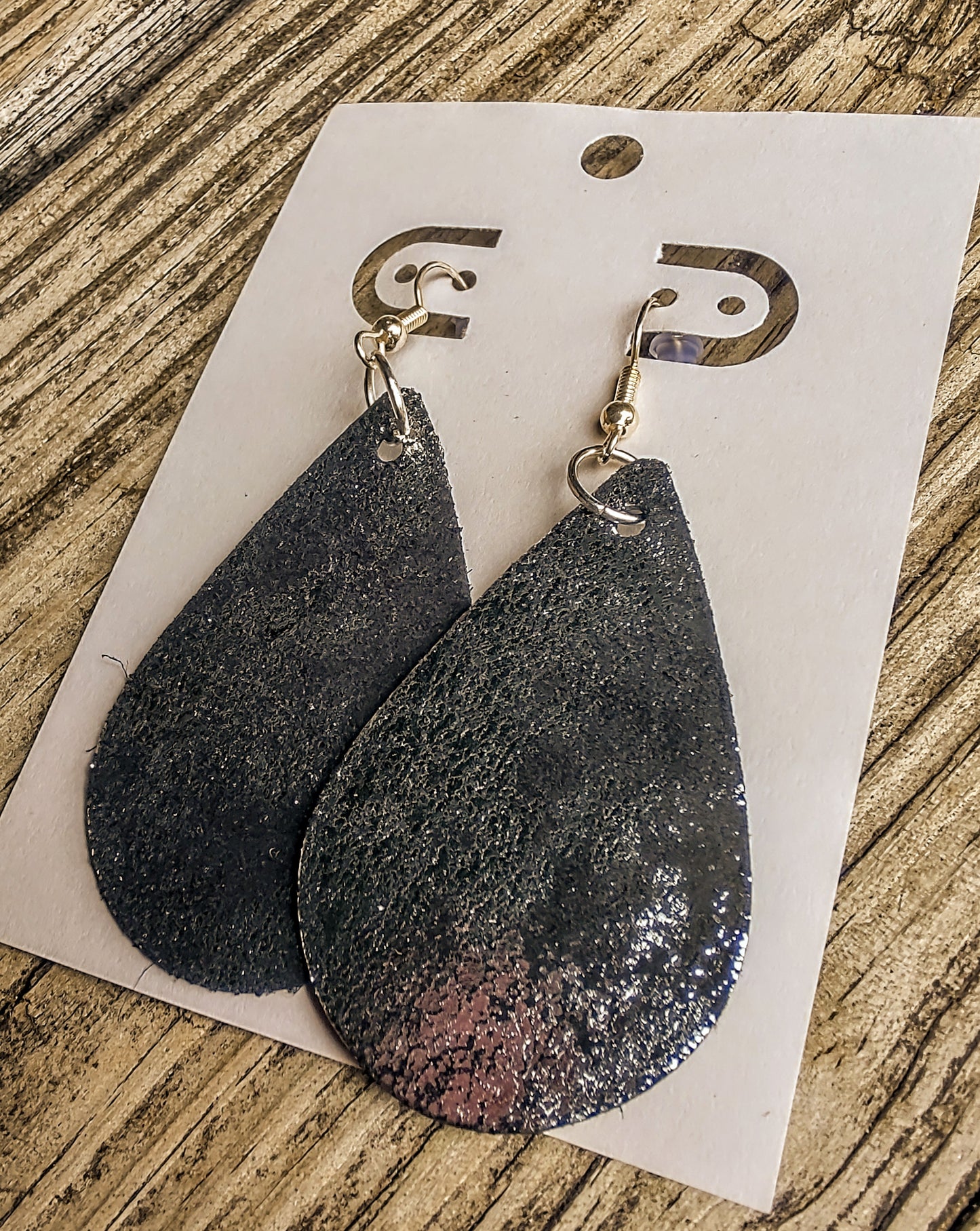 Soft Black & Silver Teardrop Earrings