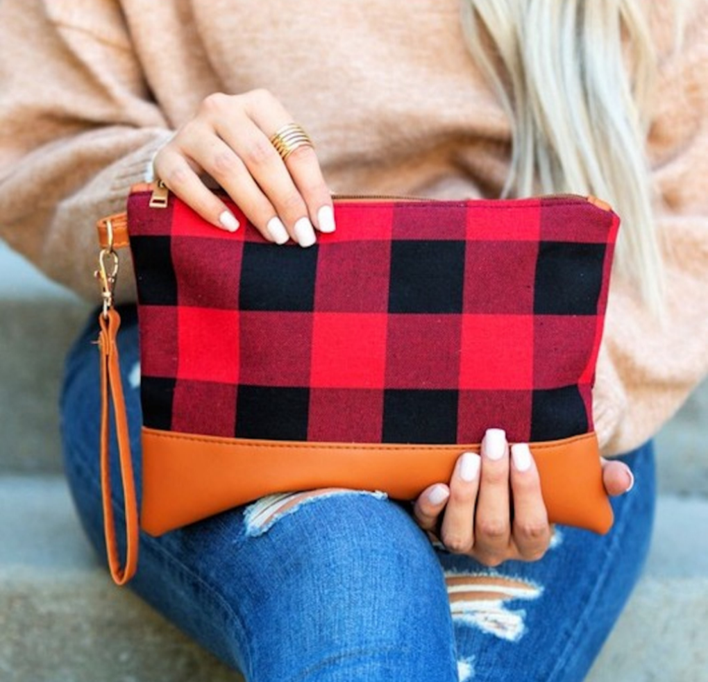 Buffalo Plaid Large Clutch