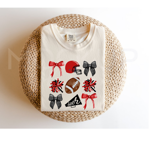 Red & Black Football & Cheer Tee