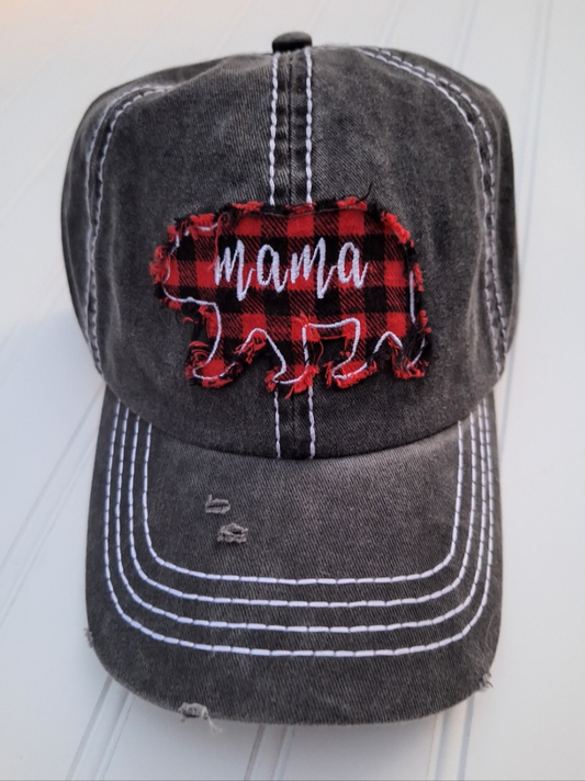 Mama Bear Buffalo Plaid Hat