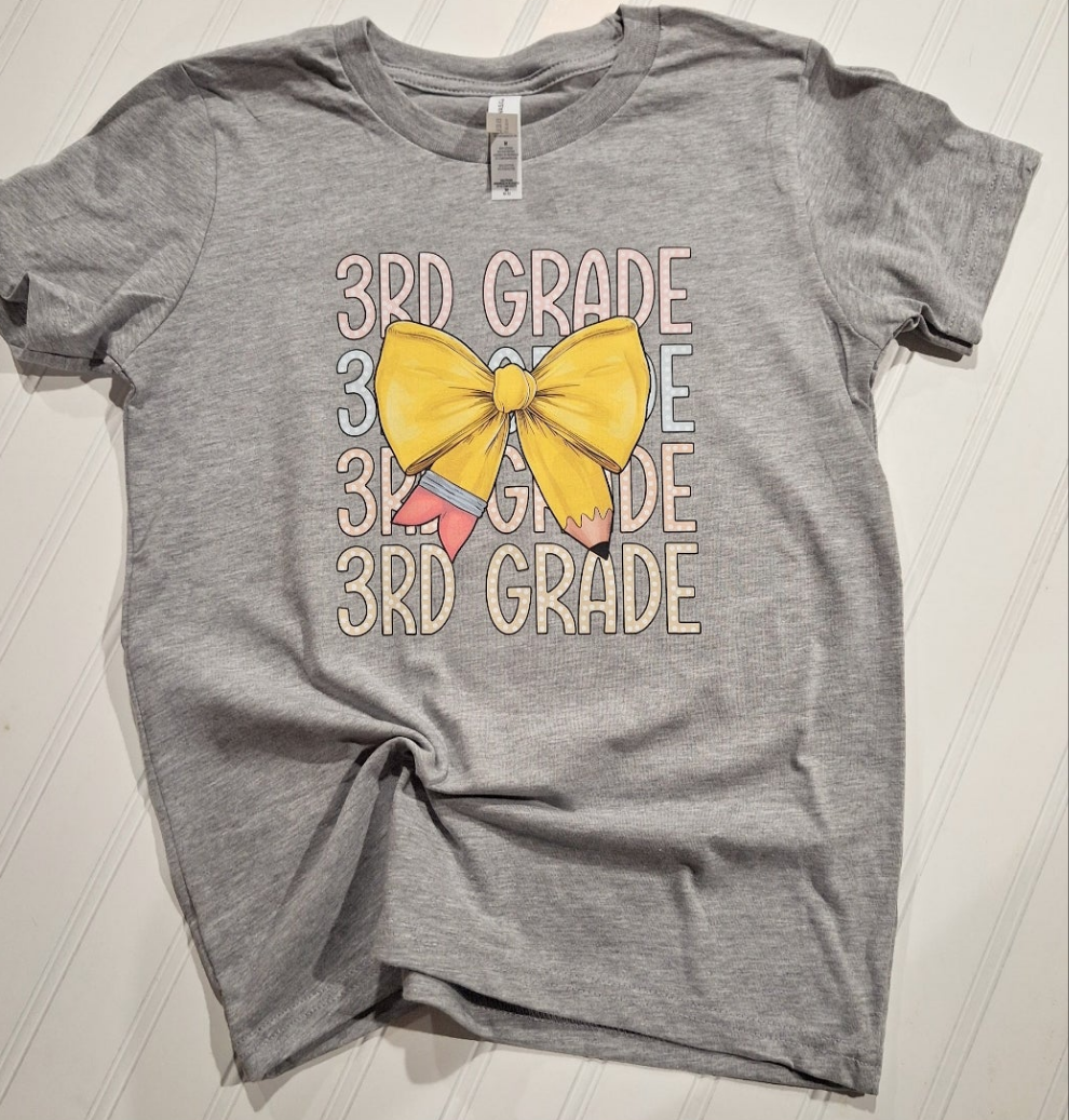 Grade Level Pencil Bow Tee