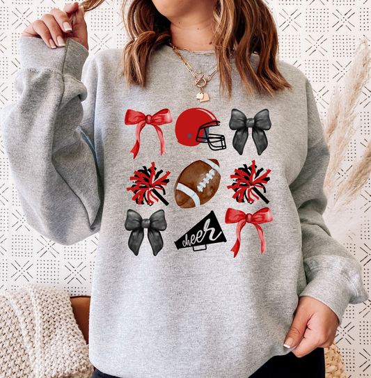 Red & Black Football & Cheer Sweatshirt