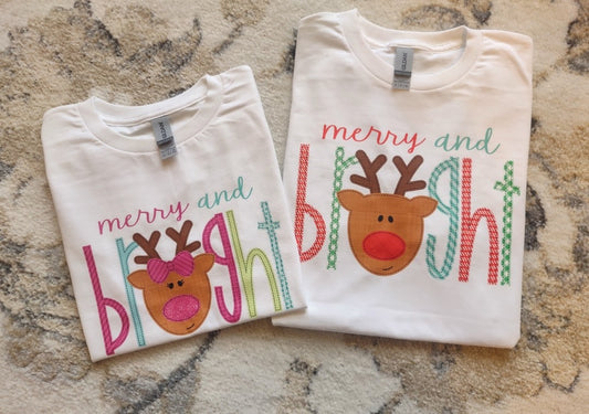 Merry & Bright Reindeer -Infant, Youth, Toddler Tee