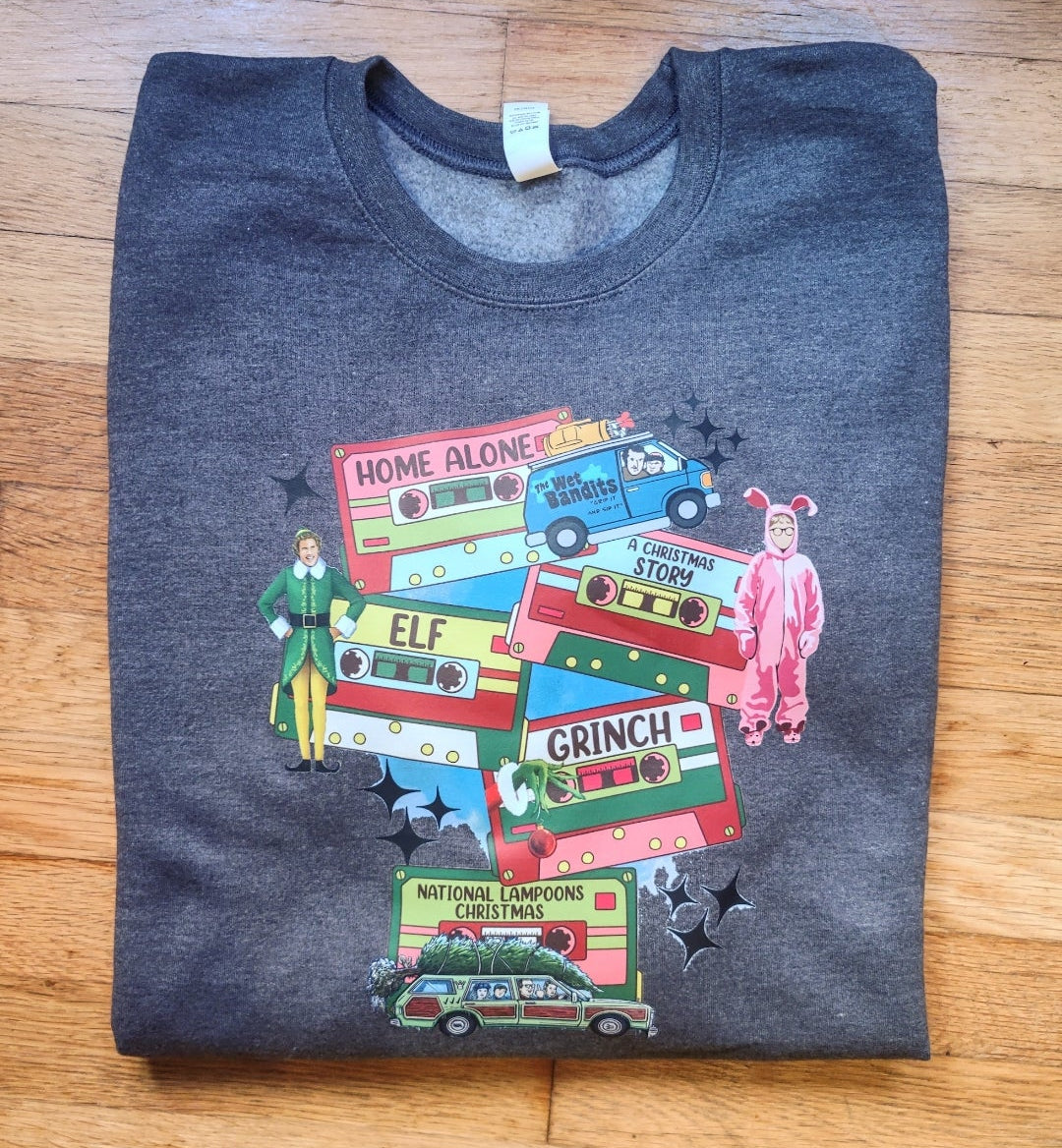 Vintage Christmas Movie Tapes Sweatshirt