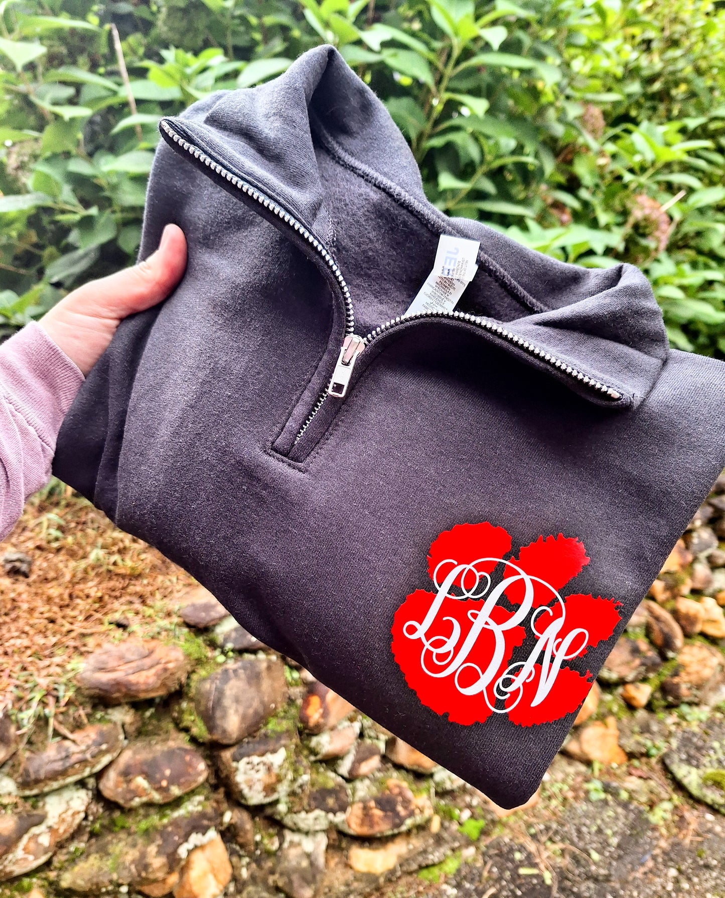 Quarter Zip Monogram Paw Pullover