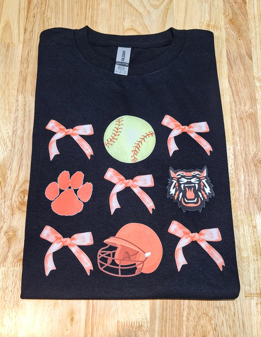 A. Bagley's Wildcats & Bows Softball Tee -Infant, Toddler, & Youth