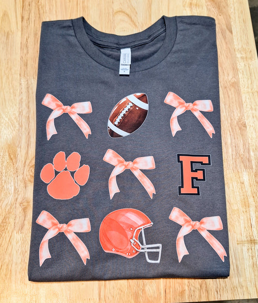 Franklin Panthers Football Bows Tee