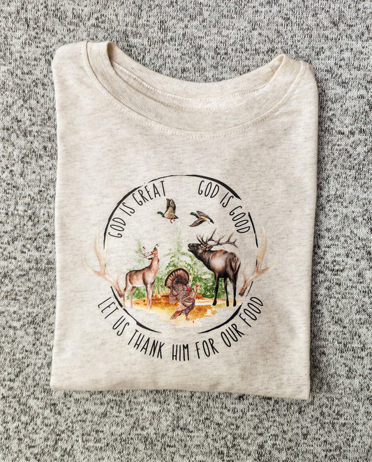 God is Great God is Good Adult Tee