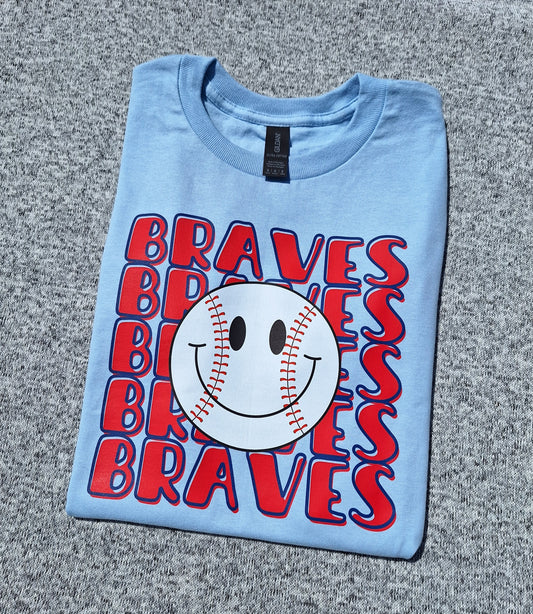 Braves Baseball Smiley Tee