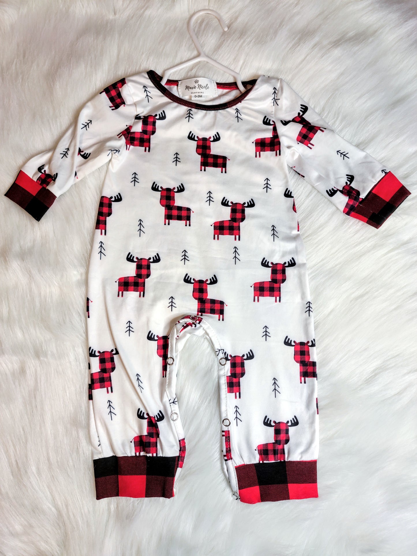 Buffalo Plaid Moose Romper