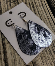 Load image into Gallery viewer, Soft Black &amp; Silver Teardrop Earrings
