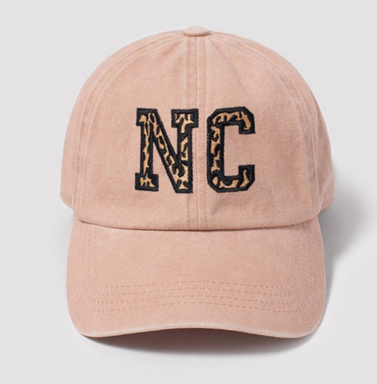 North Carolina (NC) Leopard Blush Pink Ballcap